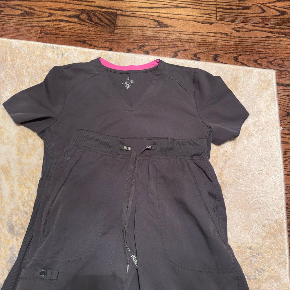Med Couture Black Jumpsuit with Pink Trim and Short Sleeves